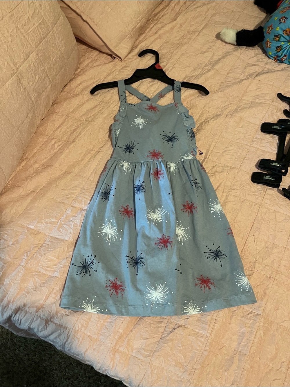 Carter's Blue Firework Print Sundress with Red & White Accents